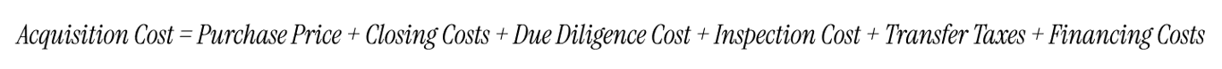 Acquisition cost formula