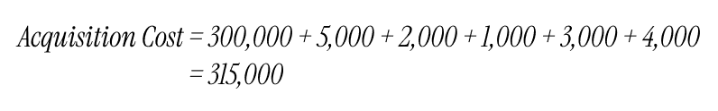 Acquisition cost calculation example