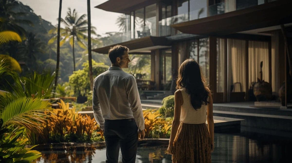 A couple stayed in a luxury villa with pool